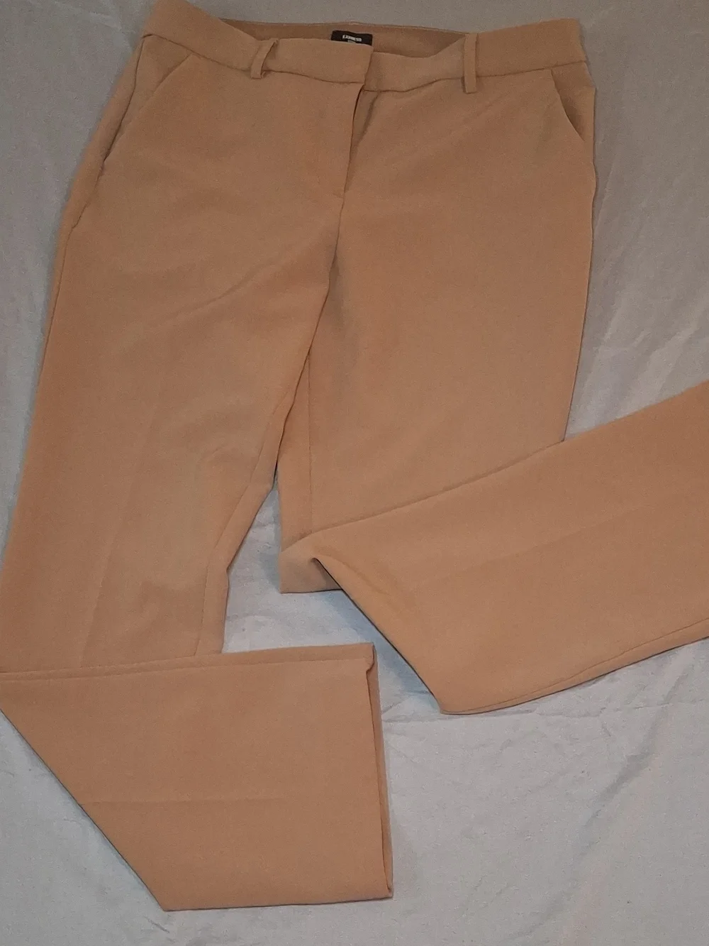 Express Women’s Beige Solid Editor Dress Pants Bootcut Mid Rise Stretch 12R - Picture 1 of 8